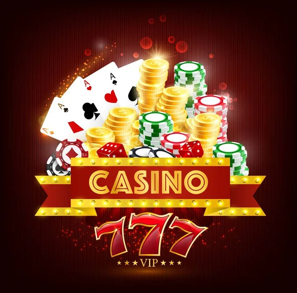 Casino Poker oyun kartları, zar, cips ve sikke — Stok Vektör