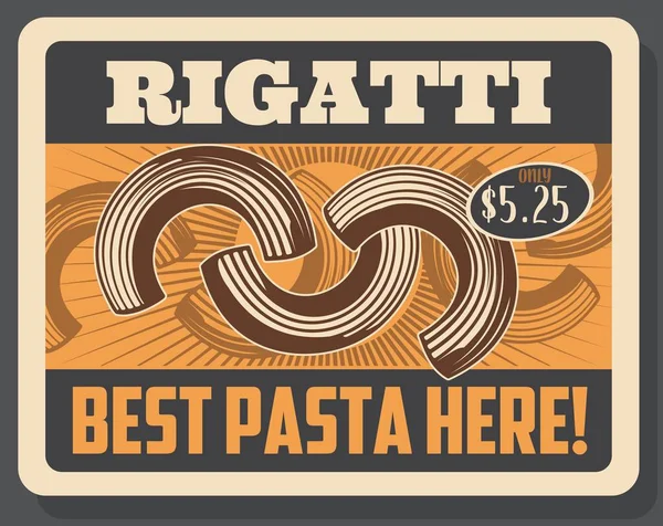 Rigatoni pasta, codo macarrones comida italiana — Vector de stock
