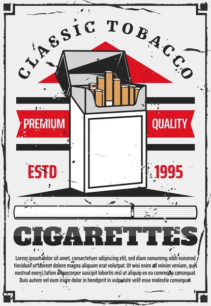 Geöffnete Packung Filterzigaretten. Tabakprodukt — Stockvektor