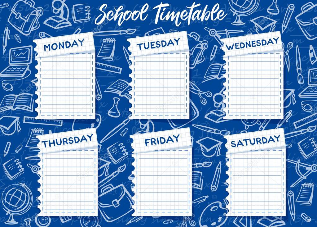 School timetable and weekly student schedule
