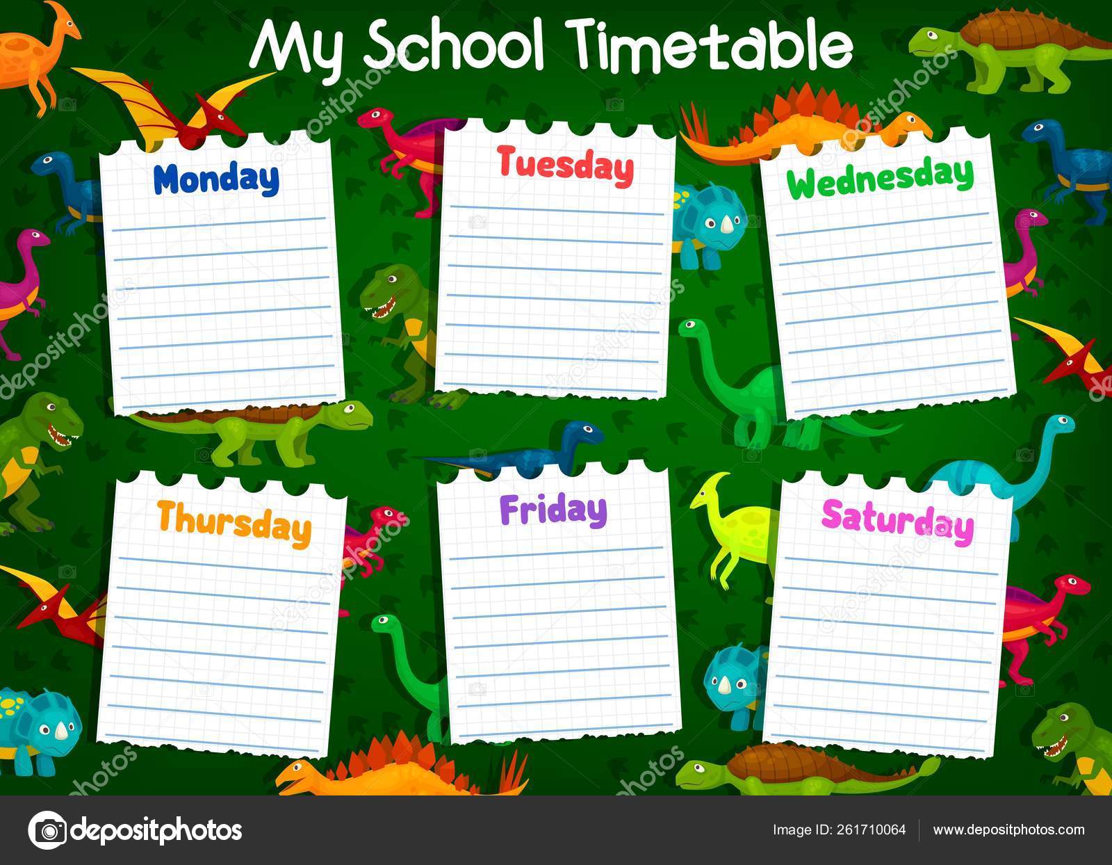 School timetable with lesson schedule, dinosaurs Stock Vector Image by  ©Seamartini #261710064