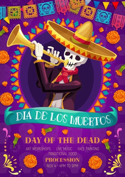 Dia de los Muertos Mexicaanse feestdag viering — Stockvector