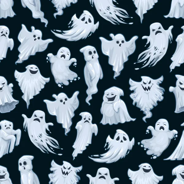 Halloween fantasma desenho animado sem costura padrão —  Vetores de Stock