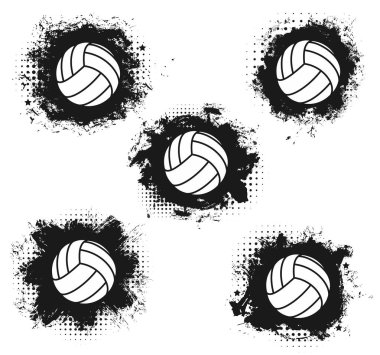 Voleybol spor topları halftone simgeleri