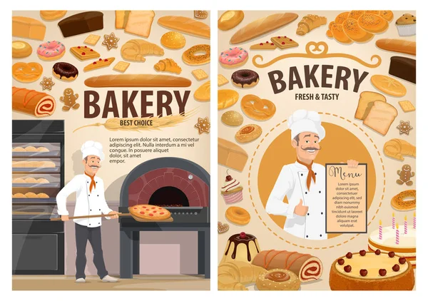 Bäckerei Konditorei Kuchen, Bäcker Konditorei Konditorei Speisekarte — Stockvektor