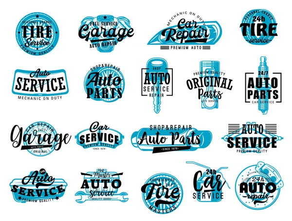 Auto diagnostica, ricambi auto negozio servizio lettering — Vettoriale Stock