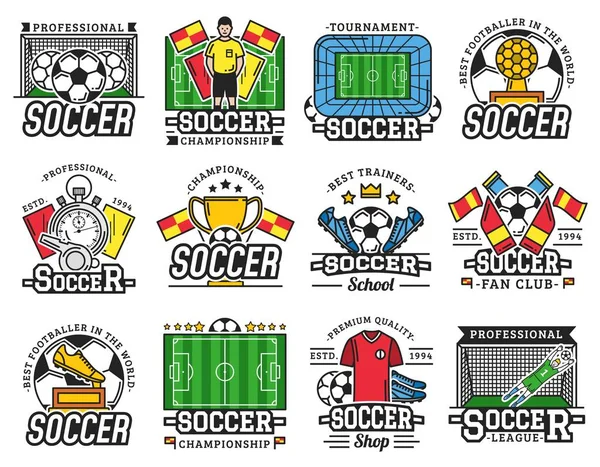Soccer Professional Sport League fan club iconen — Stockvector