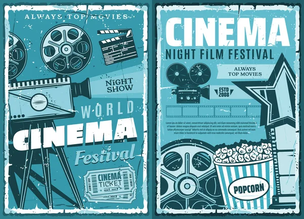 Cinematografía, cine festival de cine retro — Vector de stock