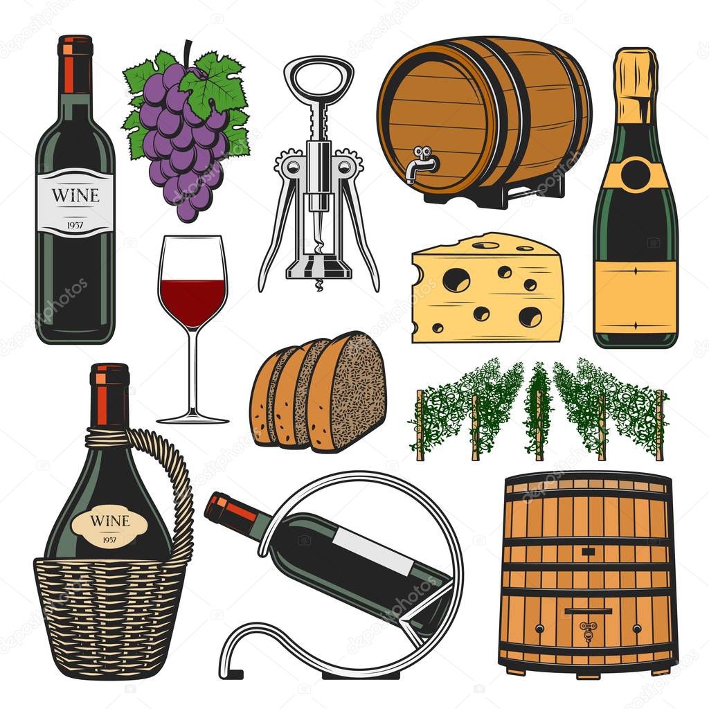 Wine accessories, winemaking bottle and barrel