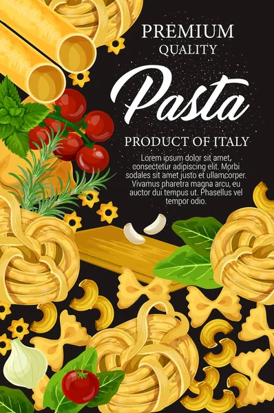 Italiaanse pasta, Premium zelf gemaakt eten menu — Stockvector