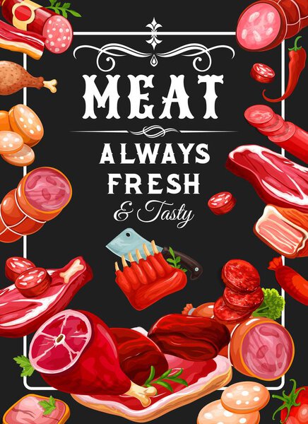 Meat products, smoked butcher shop sausages