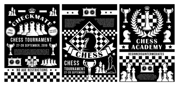 Chess academy tournament, sport club championship — Stock Vector
