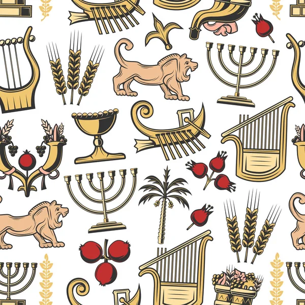 Israel traditional symbols seamless pattern — Stock Vector