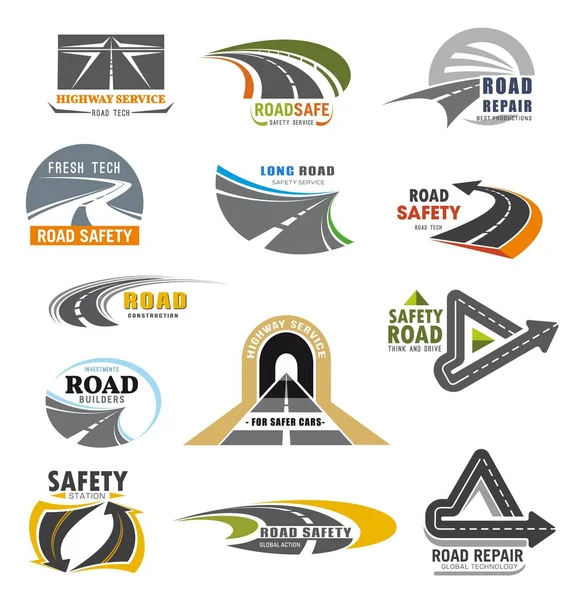 Iconos de la carretera, la construcción y la empresa — Archivo Imágenes Vectoriales