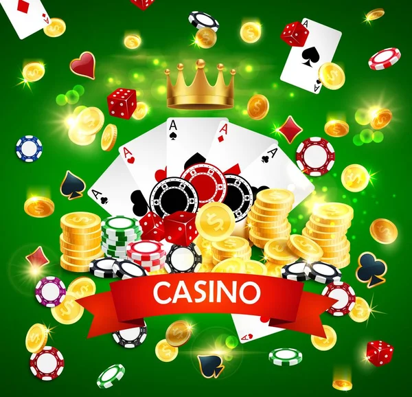 Casino poker jackpot, wheel of fortune gamble game — Stock Vector