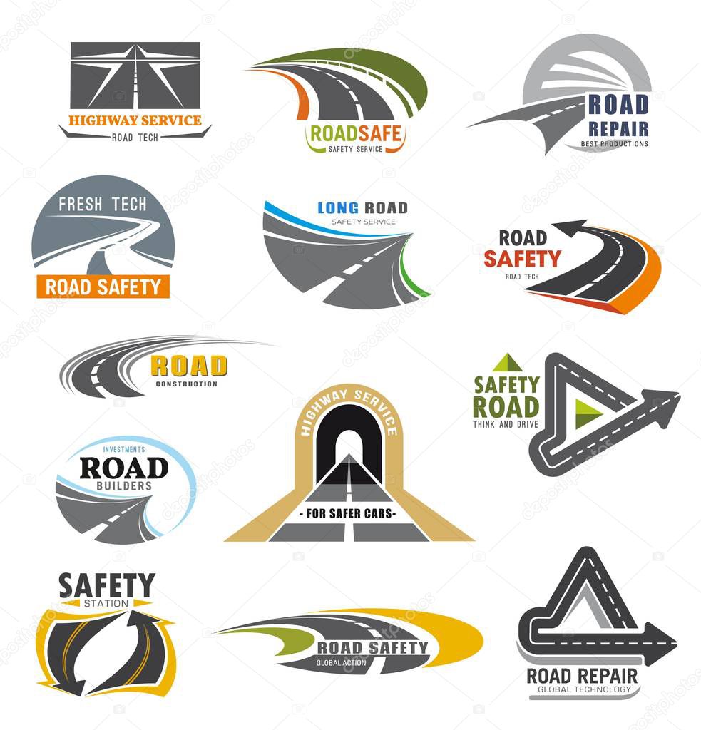 Road icons, building and construction company
