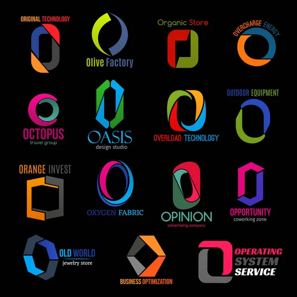 Modern företagsidentitet färgglada bokstaven O ikoner — Stock vektor
