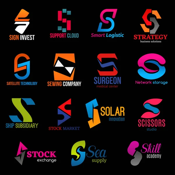 Иконы креативного стиля буквы S, фирменный стиль — стоковый вектор