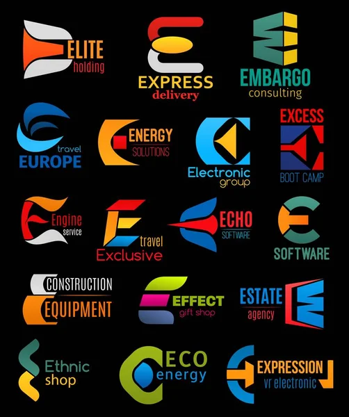 E ícones empresa e marca sinais de identidade corporativa — Vetor de Stock