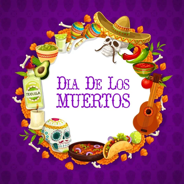 Dia de los muertos traditionelle mexikanische Zeichen Rahmen — Stockvektor