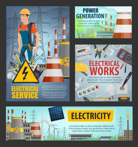 Service électrique, production d'électricité — Image vectorielle