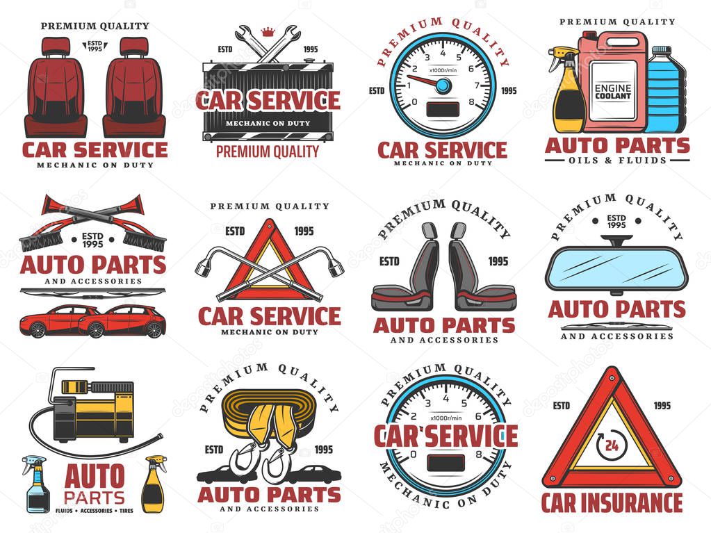 Car service, auto parts shop and mechanic garage