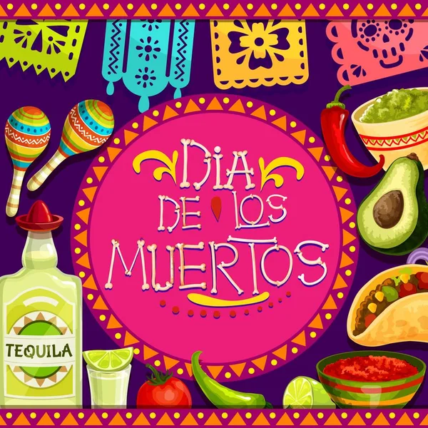 Atributos festivos del Día de los Muertos Mexicano — Vector de stock