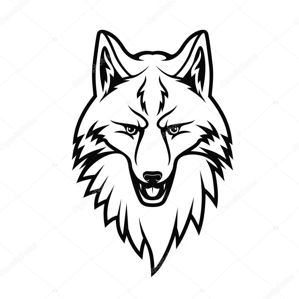 Muzzle of fox animal isolated monochrome sign