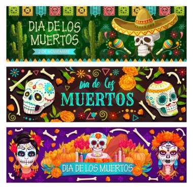 Dia de los Muertos Mexican holiday skull and bones clipart