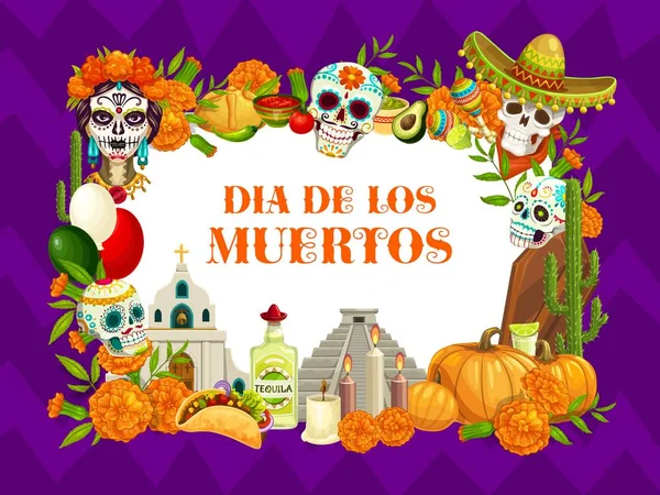 Die de los Muertos mexický den mrtvých symbolů — Stockový vektor