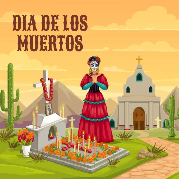 Dia de los Muertos tradición mexicana de vacaciones muertas — Archivo Imágenes Vectoriales