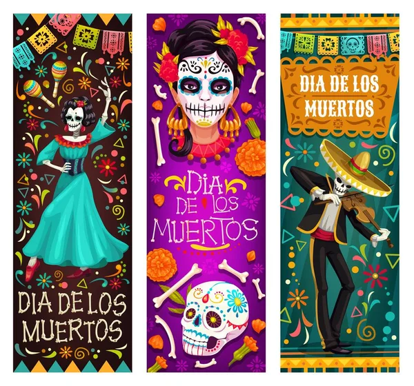 Meksika Ölü Günü fiesta parti Dia de los Muertos — Stok Vektör