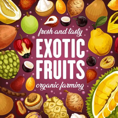 Exotic fruits durian, lichee and pomelo citrus clipart