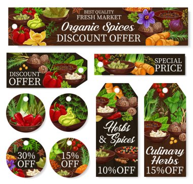 Otlar ve baharatlar çiftlik Mağazası, alışveriş indirim etiketleri