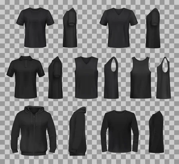 Women shirts clothes black 3D template models — Stock Vector