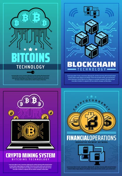 Criptomoneda bitcoin criptomoneda tecnología de dinero — Vector de stock
