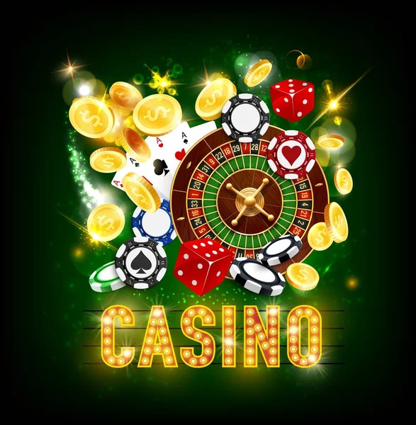 Casino poker jackpot monedas de oro salpicar ganar — Vector de stock