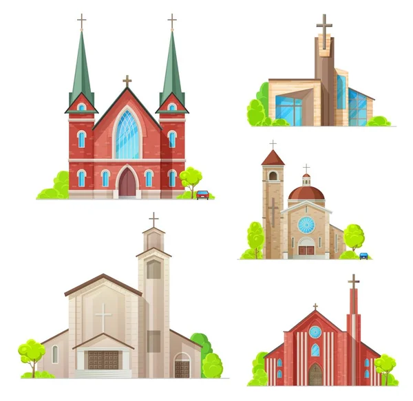 Kyrka, katedral kapell, religion arkitektur — Stock vektor