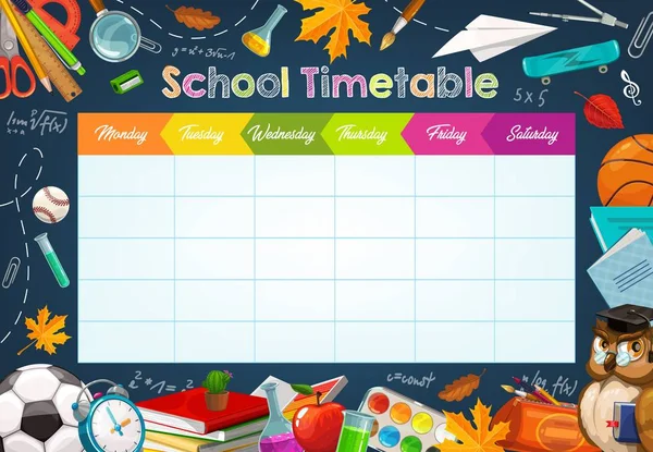 School week schedule timetable, chalk sketch — Stock Vector