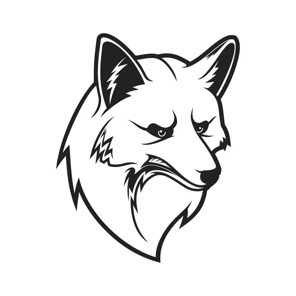 Tête de renard, contour animal sauvage icône muselière — Image vectorielle
