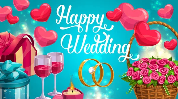 Düğün günü tebrik kartı, aşk kalpleri sembolleri