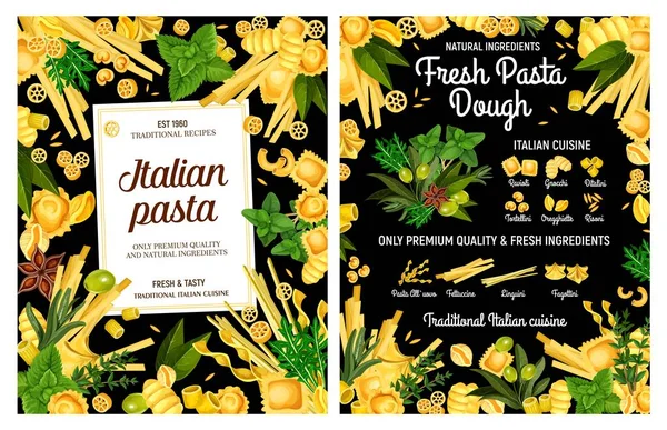 Pasta, macaroni, spaghetti. Italiaans eten, kruiden — Stockvector