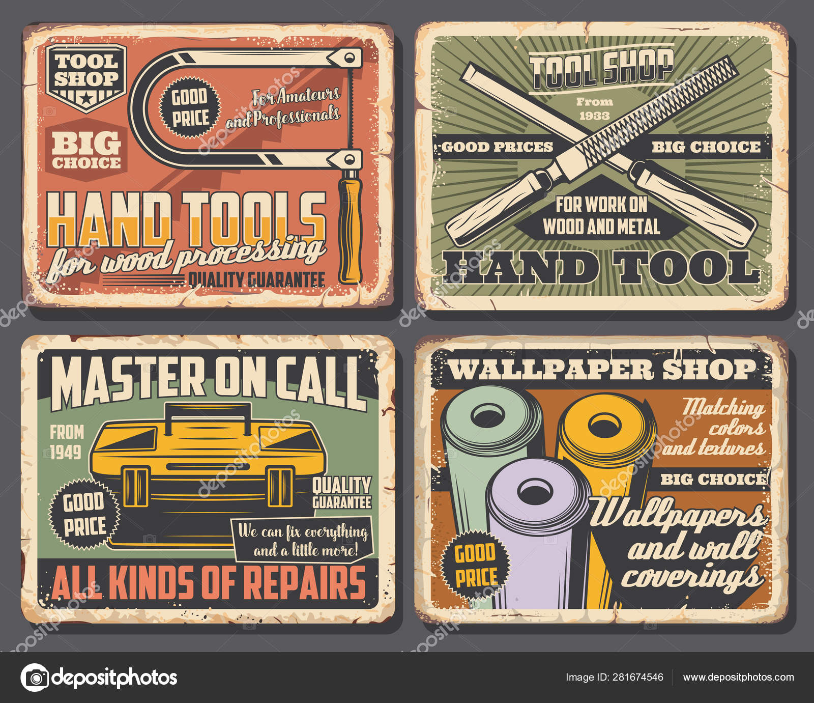 1949 Wood Frame Vintage Poster ポスター（House repair tools