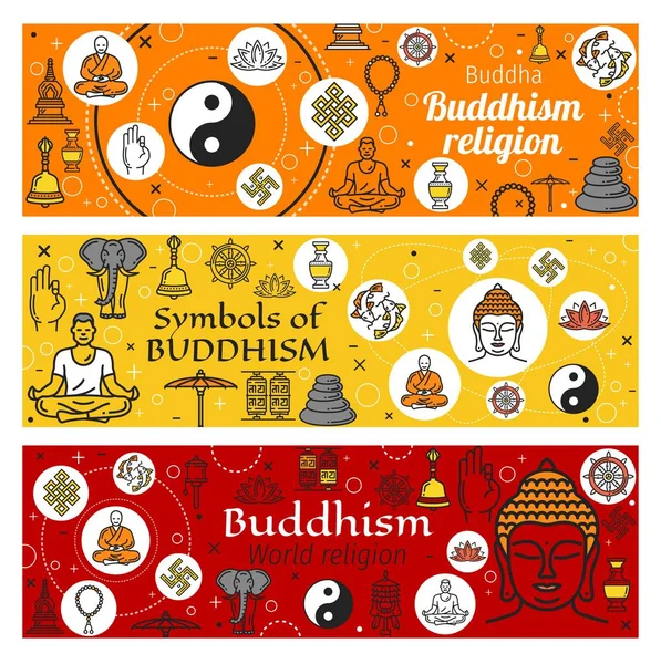 Buddhismus, náboženství Zen, buddhista, jóma a Buddha — Stockový vektor