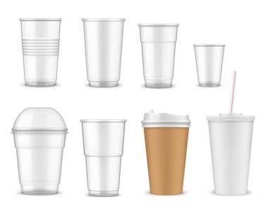 Plastik ve kağıt bardakları, paket içecek kupaları