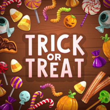 Cadılar Bayramı hüner veya tedavi şekerler ve tatlılar kart