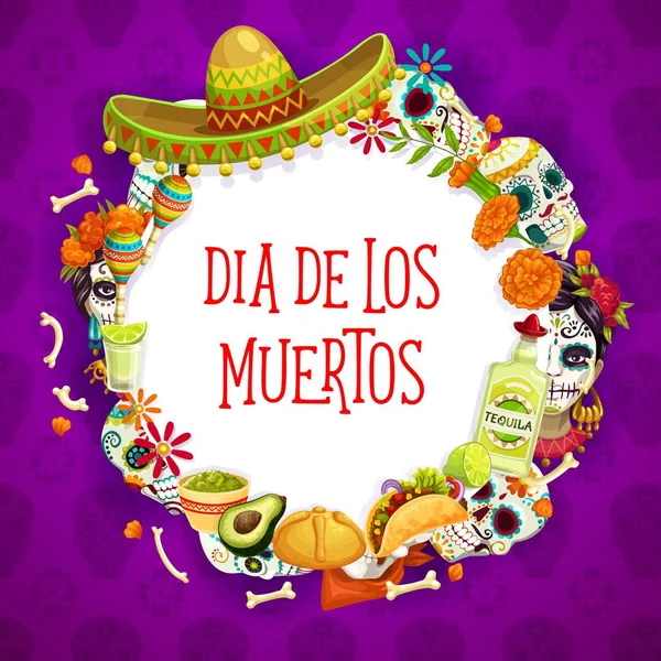 Μεξικανικά χαρακτηριστικά διακοπών Dia des Los Muertos — Διανυσματικό Αρχείο