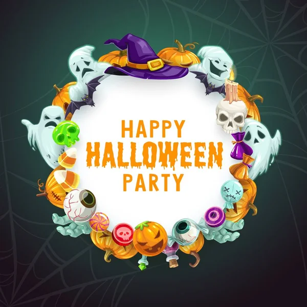 Halloween trick eller behandla partiet häxa monster — Stock vektor