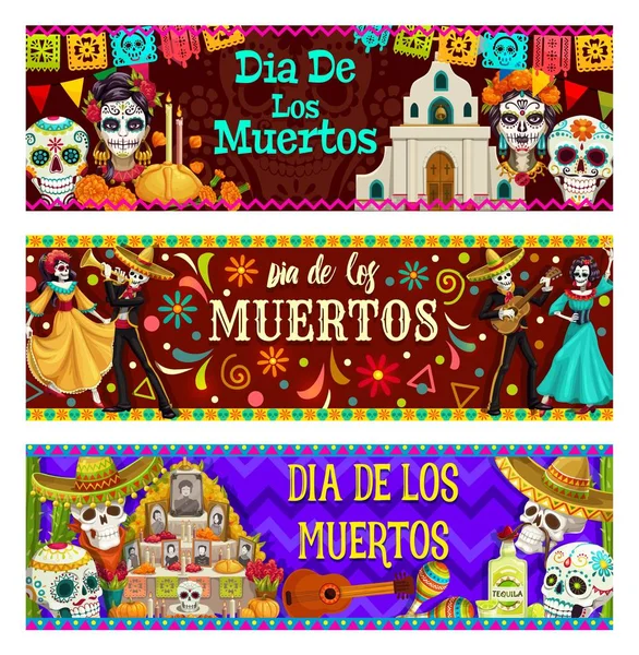 Dag van de dood, dia de los Muertos vakantie in Mexico — Stockvector