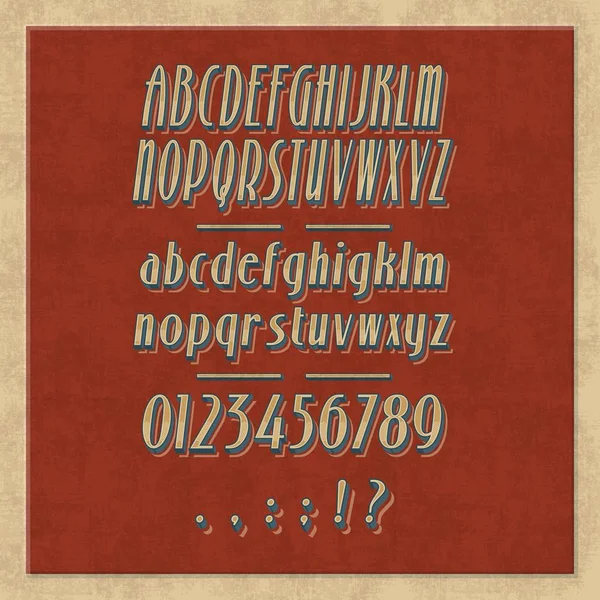 复古英语 Abc,标点符号和数字 — 图库矢量图片